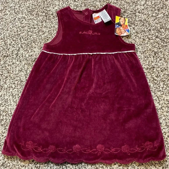 NWT Vintage McKids Velour Dress with Scalloped Hem - Picture 1 of 8